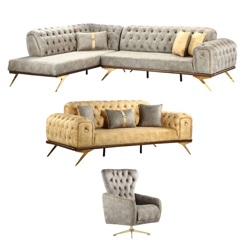 مبل راحتی 8 نفره مدل کارلو کرنر کد 410 کاتن مدل 100589