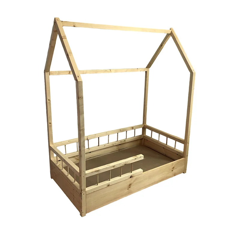 تخت خواب یک نفره روستیک دکور مدل خانه سایز 90x190 سانتی متر کاتن مدل 1538