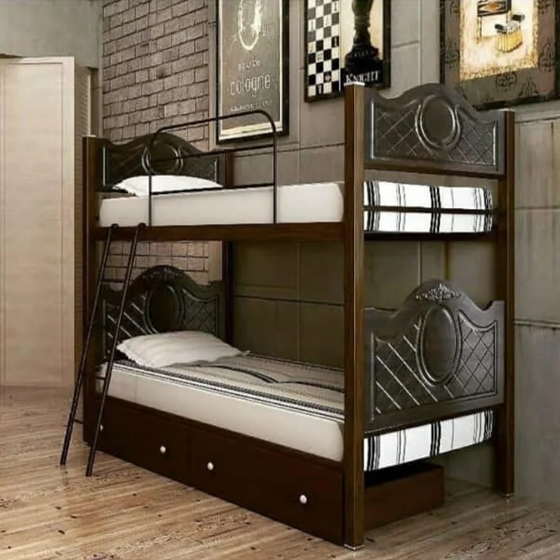 تخت خواب دو طبقه باران سایز 90x200 سانتیمتر کاتن مدل 102559