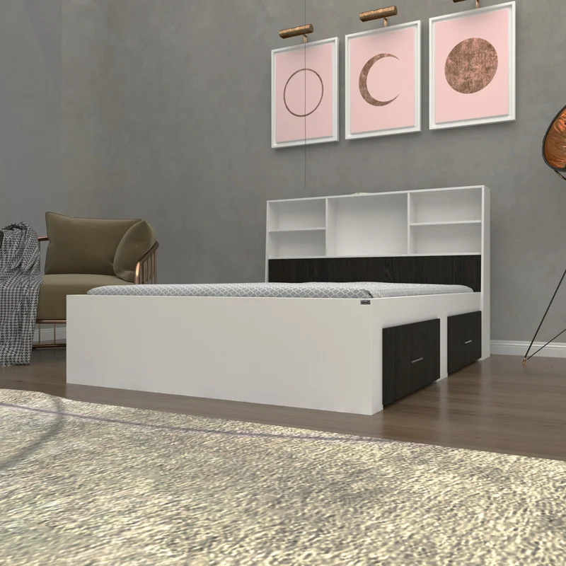 تخت خواب دو نفره اعیان مدل FH276 سایز 160x200 سانتی متر کاتن مدل 1473