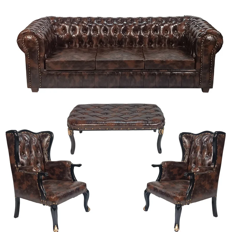 مبل راحتی پنج نفره چستر کوئین به همراه میز جلو مبلی کاتن مدل 102257