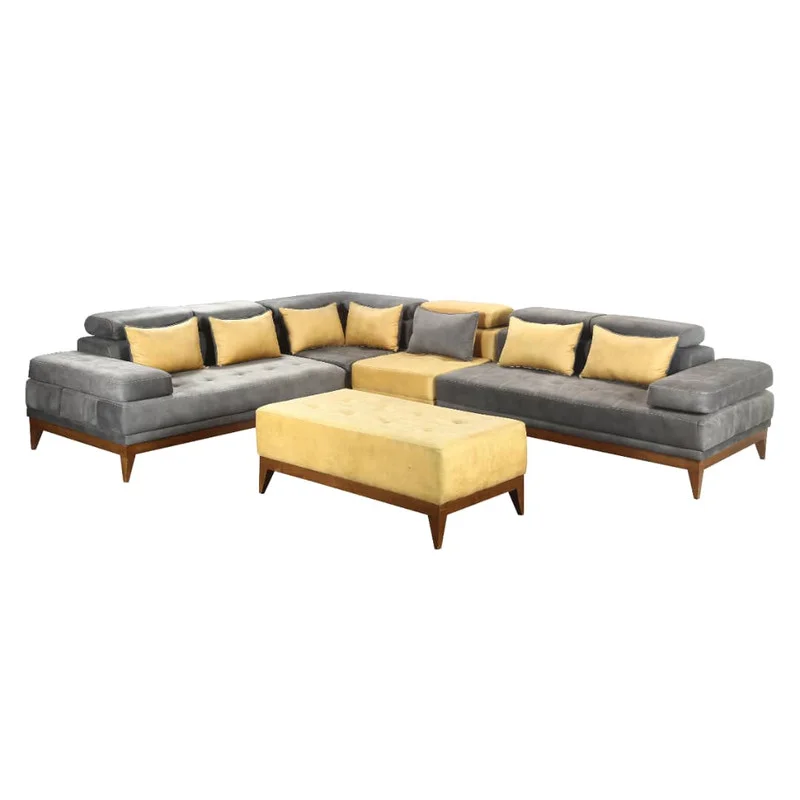 مبل راحتی 7 نفره مدل هاوانا طرح ال کد 7456 کاتن مدل 100570