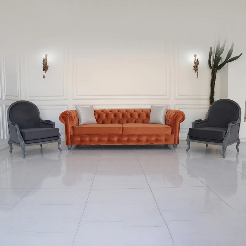 مبل 8 نفره مدل پلاس و چستر دسته پی کلاسیک کاتن مدل 100405