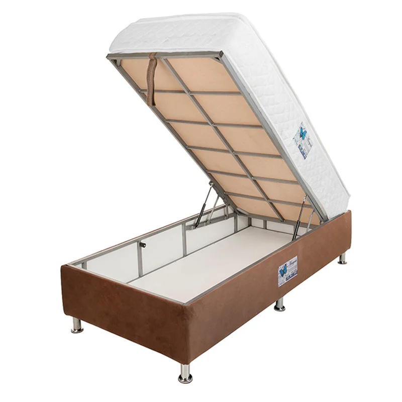 تخت خواب یک نفره آسایش باکس مدل AKA69 سایز 200 × 90 سانتی متر به همراه تشک طبی فنری کاتن مدل 1533
