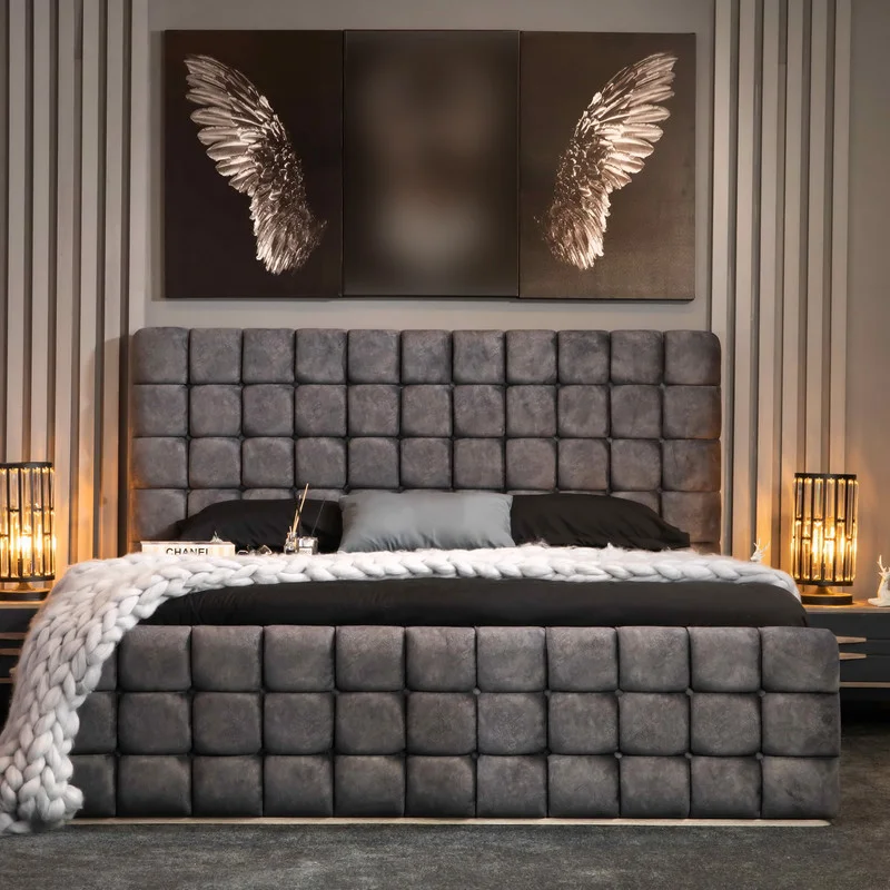 تخت خواب دو نفره مدل 194 سایز 200x180 سانتی متر کاتن مدل 102602
